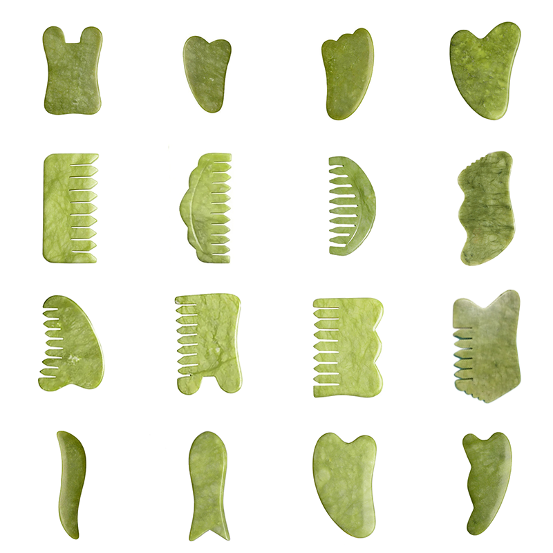 Jade Gua Sha Tool - 자연 녹색 Xiuyu Gua Sha 보드