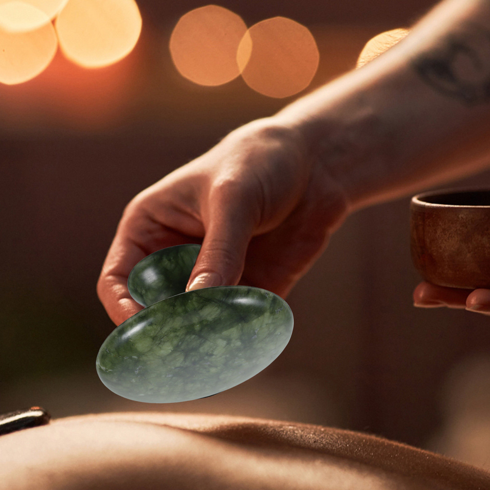 Jade Gua Sha Tool - 버섯 모양의 구아샤 마사지 스톤, 옥으로