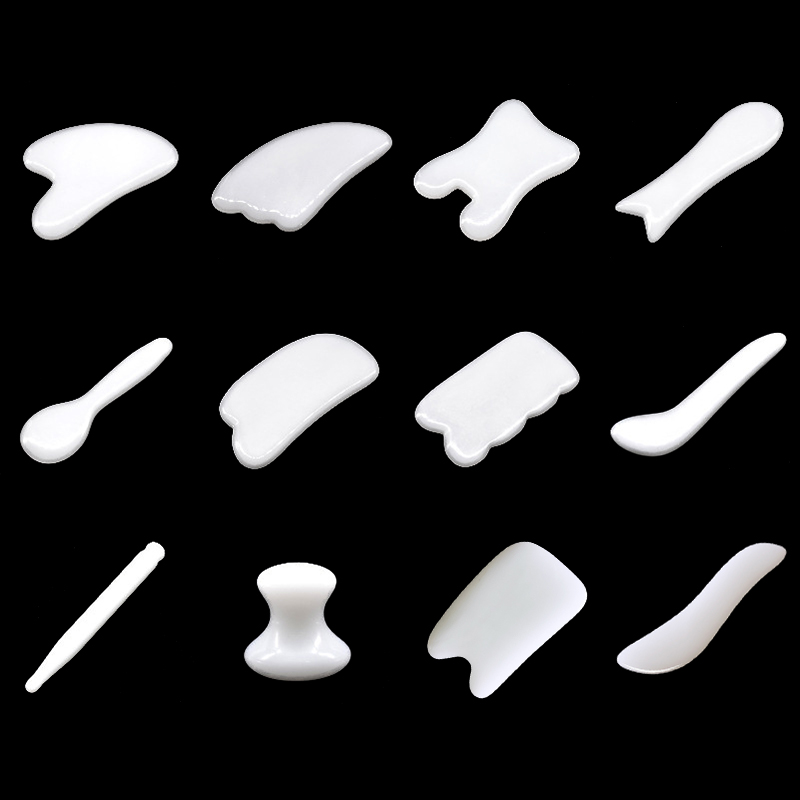 Jade Gua Sha Tool - 천연 화이트 옥 구아샤 보드, 옥