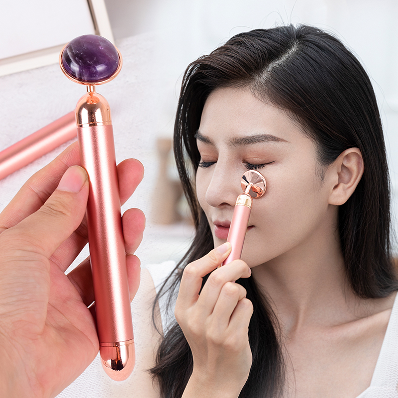 천연석 로즈 골드 전기 롤러 원래 자수정 석영 옥 큰  - Jade Gua Sha Tool 리뷰 및 가격