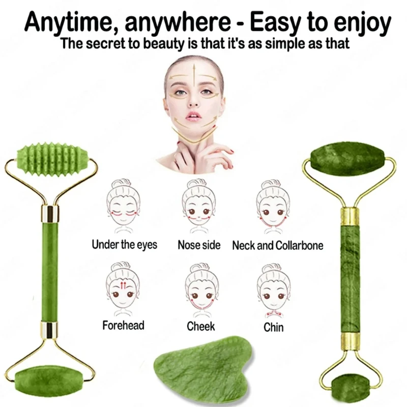 천연 옥 롤러 페이스 구아샤 천연석 바디 목 마사지기  - Jade Gua Sha Tool 리뷰 및 가격
